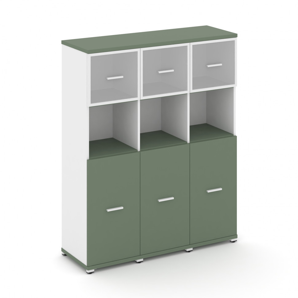 Concept Шкаф 3 узкие секции, 4 ниши CN.STU-435 RMW W Кобо/Белый Бриллиант/Металл Белый/Сатин 1252*42