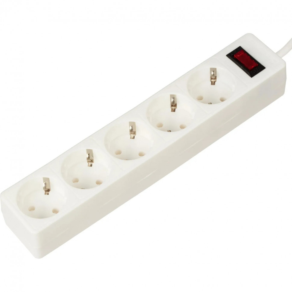 Сетевой фильтр BigTech STD-510-1,8-W (5р/1,8м/10А/2,2кВт/1мм2/белый)