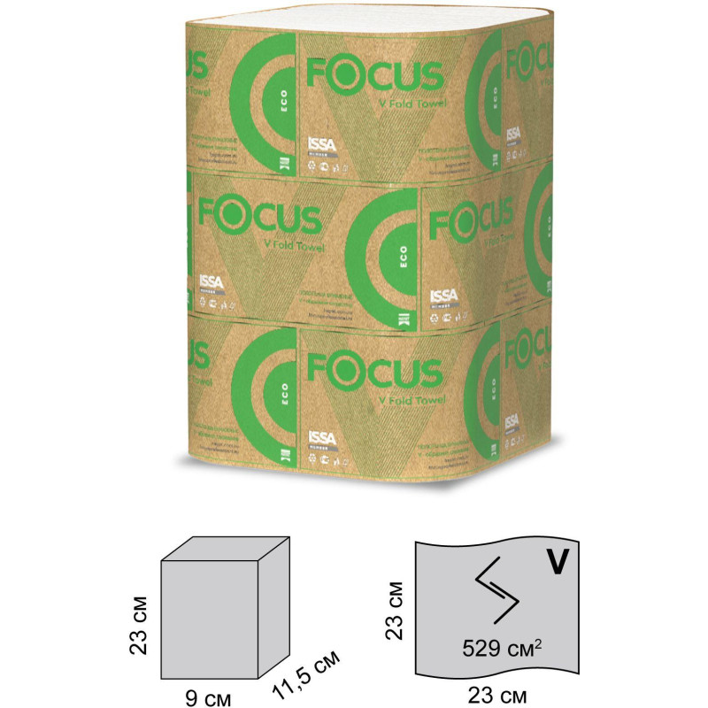 Полотенца бумажные д/дисп. FOCUS Eco Vсл 1сл бел 250л 15пач/уп 5083741 п/э