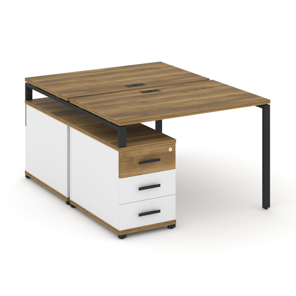 Concept Рабочая станция 2 места с двухсторонней опорной тумбой CN.DRS-302 B Сандал Янтарный/Белый Бр