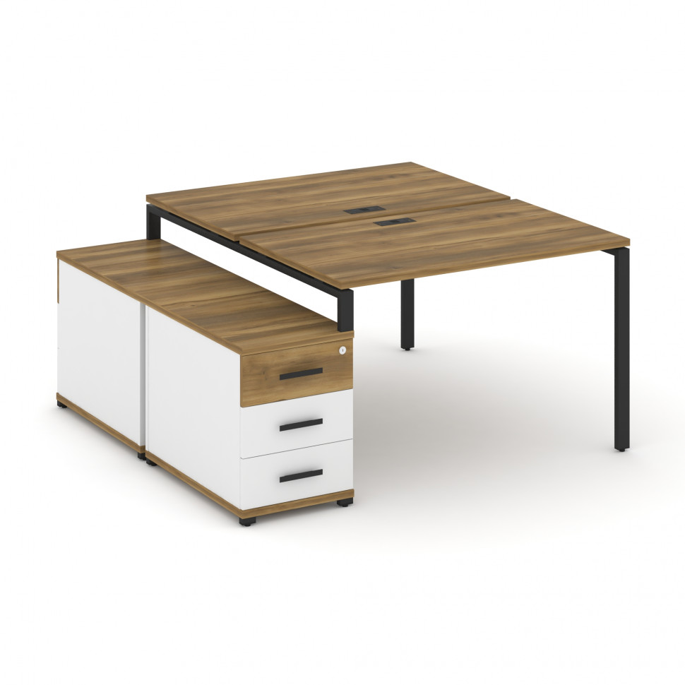 Concept Рабочая станция 2 места с двухсторонней опорной тумбой CN.DRS-302 B Сандал Янтарный/Белый Бр