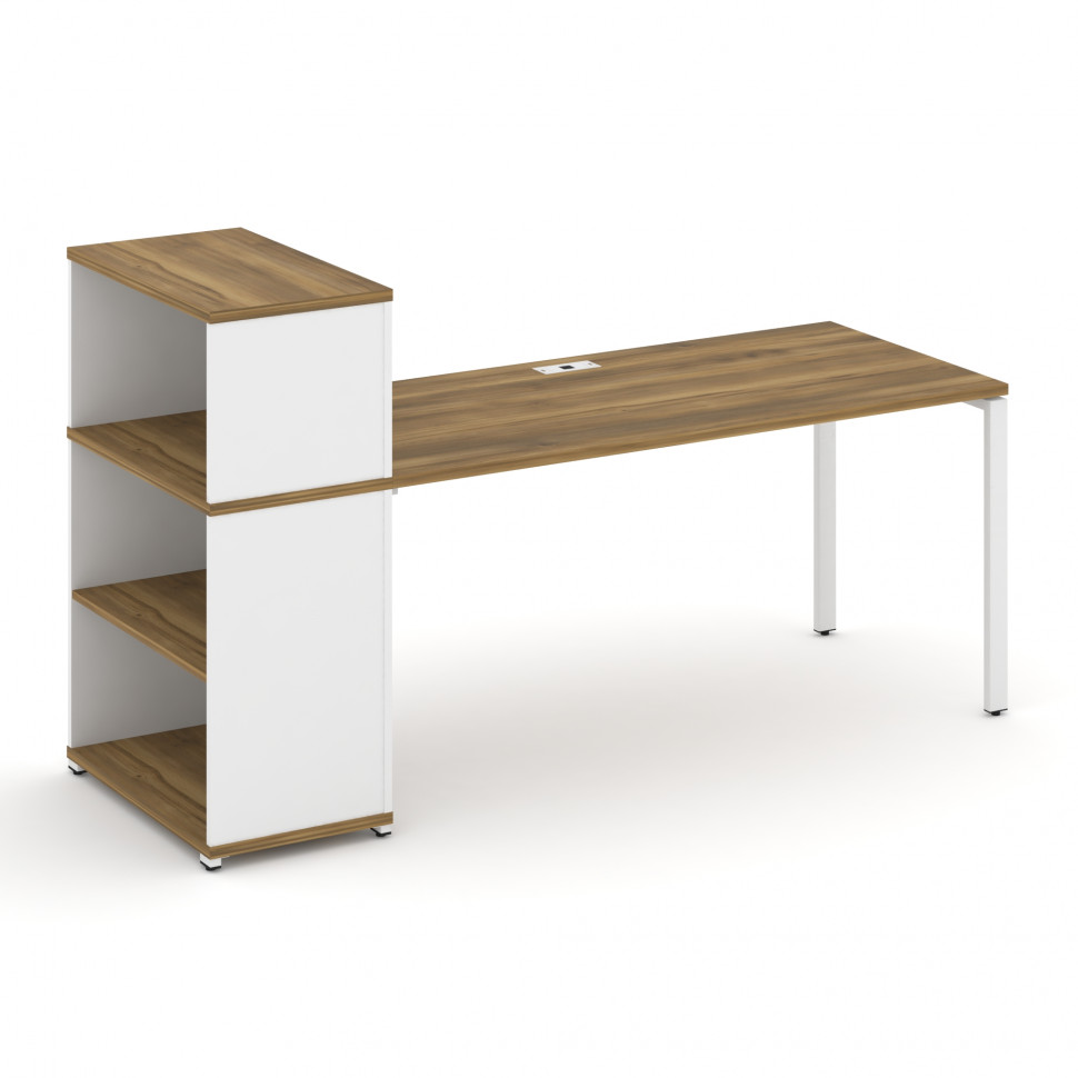 Concept Стол рабочий с опорным стеллажом с надставкой низ. CN.SP-212 Сандал Янтарный/Белый Бриллиант