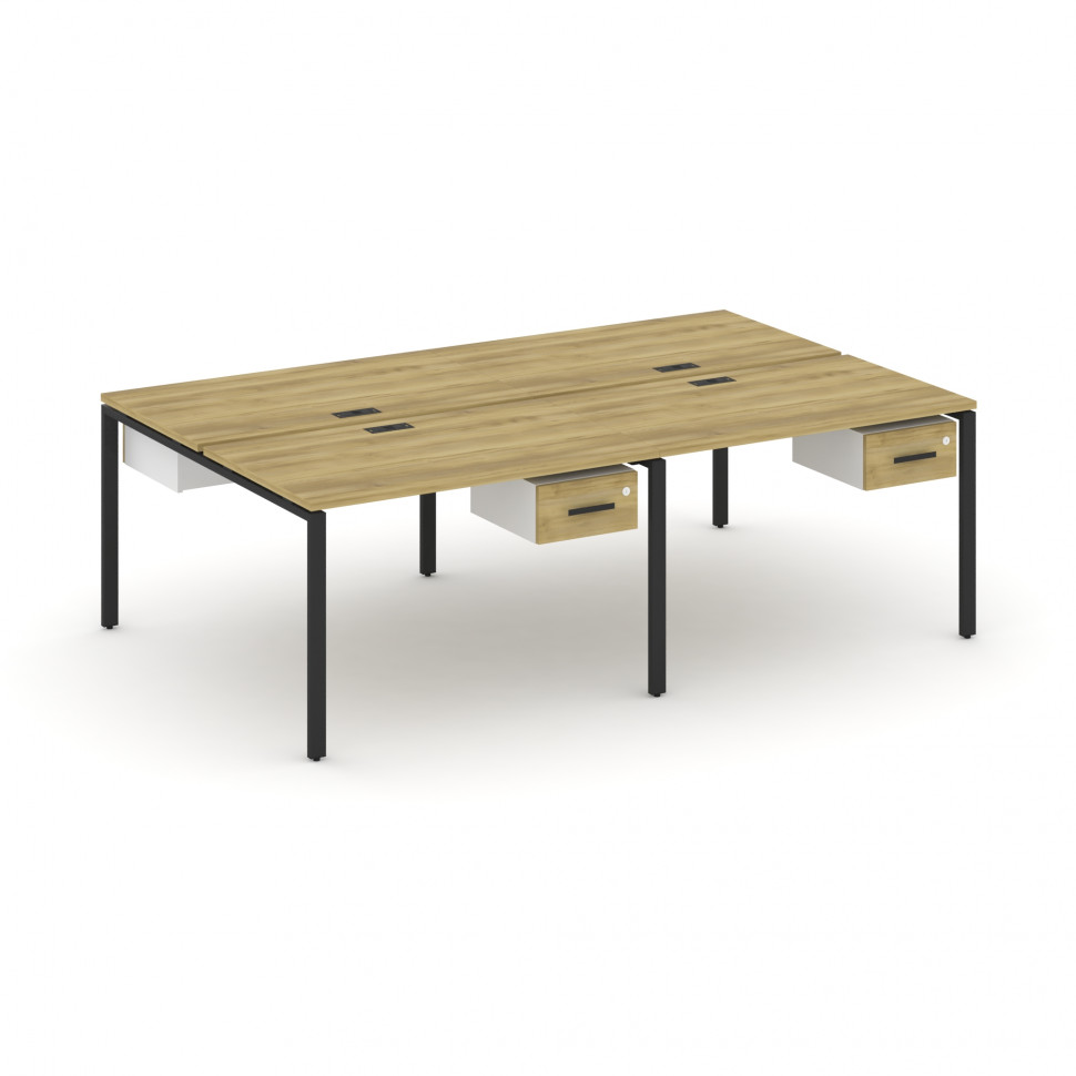 Concept Рабочая станция двухсторонняя с подвесными тумбами на 4 места CN.DRS-130 B Дуб Винченцо/Белы