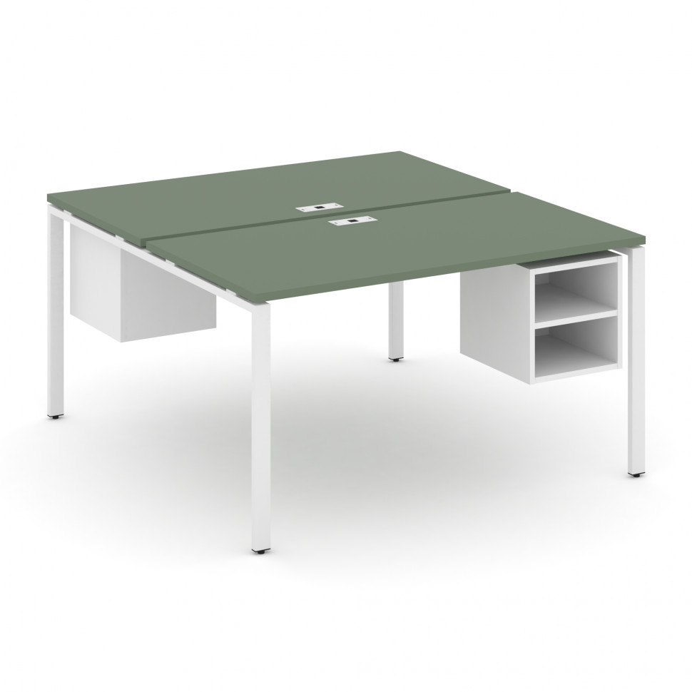 Concept Рабочая станция 2 сторонняя с подвесными тумбами на 2 места CN.DRS-107 Кобо/Белый Бриллиант/