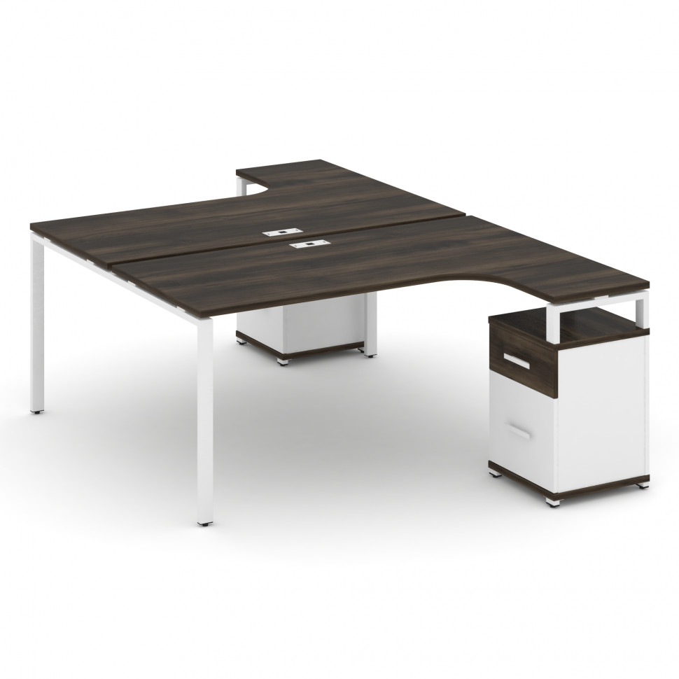 Concept Рабочая станция с 2 опорными тумбами CN.DSA-308 W Дуб Мали/Белый Бриллиант/Металл Белый 1580