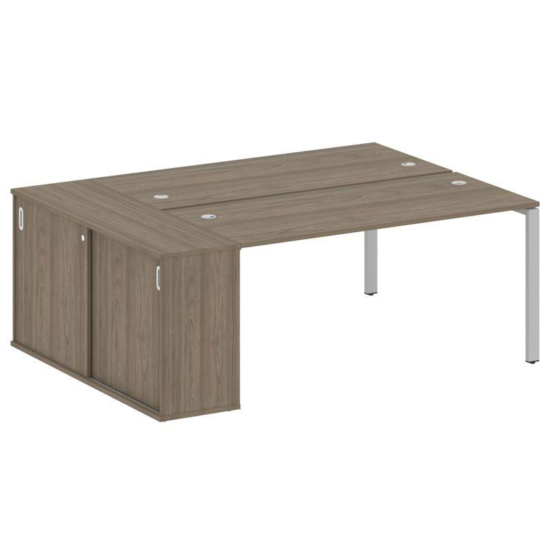 Metal System Рабочая станция с шкафом-купе на П-образном м/к БП.РС-СШК-1.4 Т Вяз Благородный/Металл