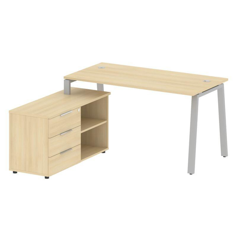 Metal System Рабочая станция с тумбой на А-образном м/к БА.РС-СТС-2.3 (L) Акация Лорка/Металл Серый Metal System Рабочая станция с тумбой на А-образном м/к БА.РС-СТС-2.3 (L) Акация Лорка/Металл Серый