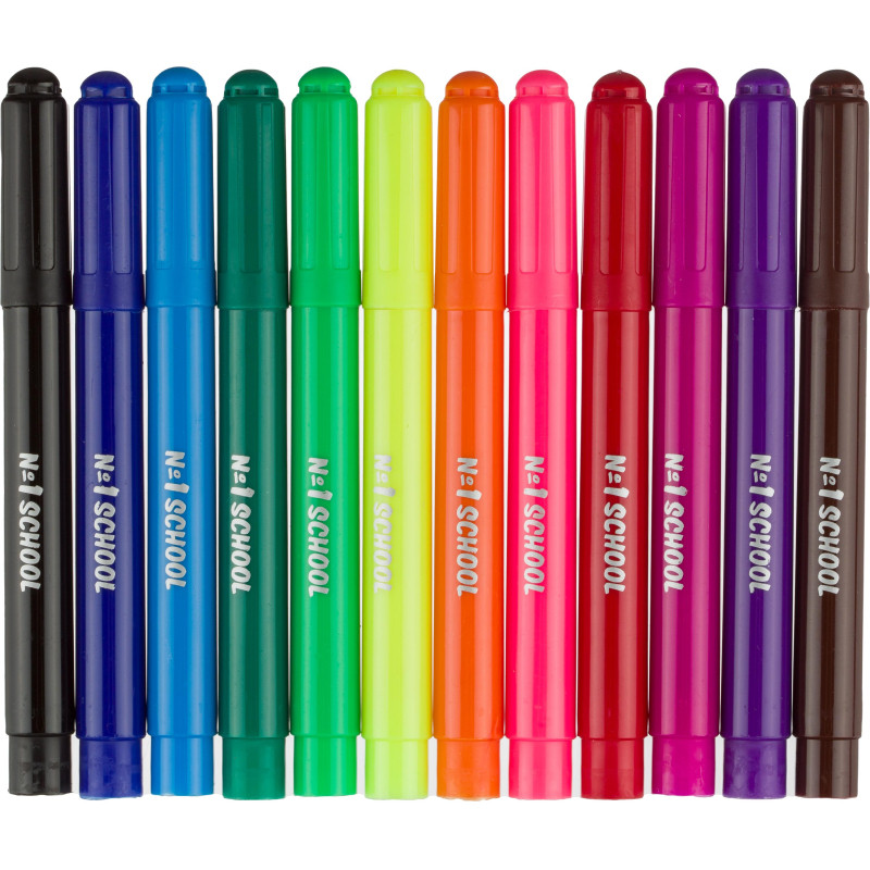 Фломастеры №1SchoolV Дино 12цв. утолщен. ,вентилир.,смыв., блист. упак