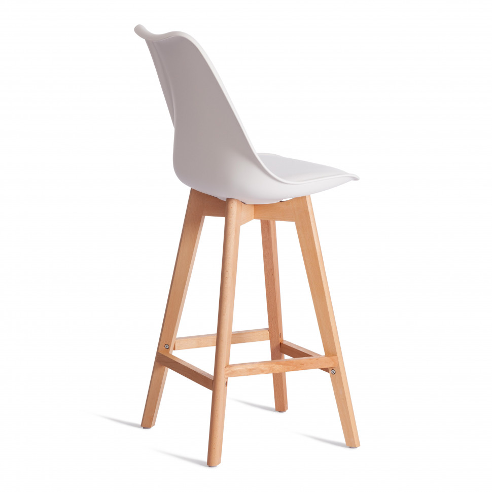 Стул барный TULIP BAR (mod. C1014H-1) пластик/дерево, 42 х 47,5 х 104 см, White (Белый) 70029/ натуральный