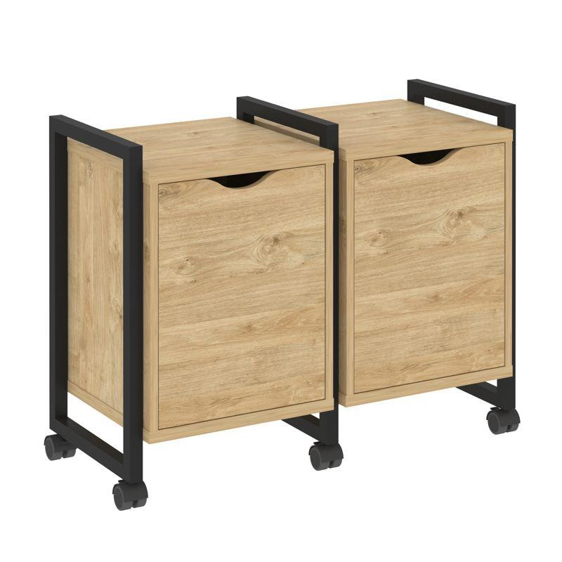 Loft Тумба на колесных опорах VR.L-TN-2.K Тиквуд Светлый/Металл Черный 970*460*767 Loft Тумба на колесных опорах VR.L-TN-2.K Тиквуд Светлый/Металл Черный 970*460*767