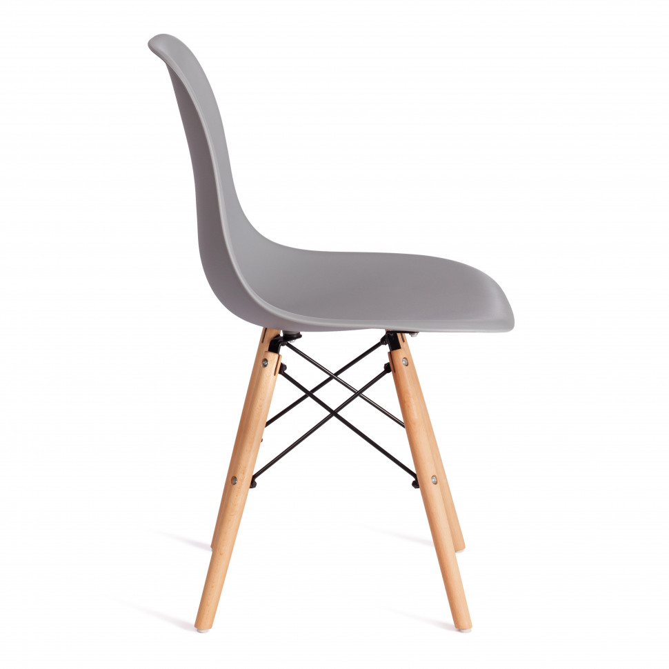Стул CINDY (EAMES) (mod. 1801) дерево бук/металл/сиденье пластик, 45x51x82 см, Light grey (светло-серый)
