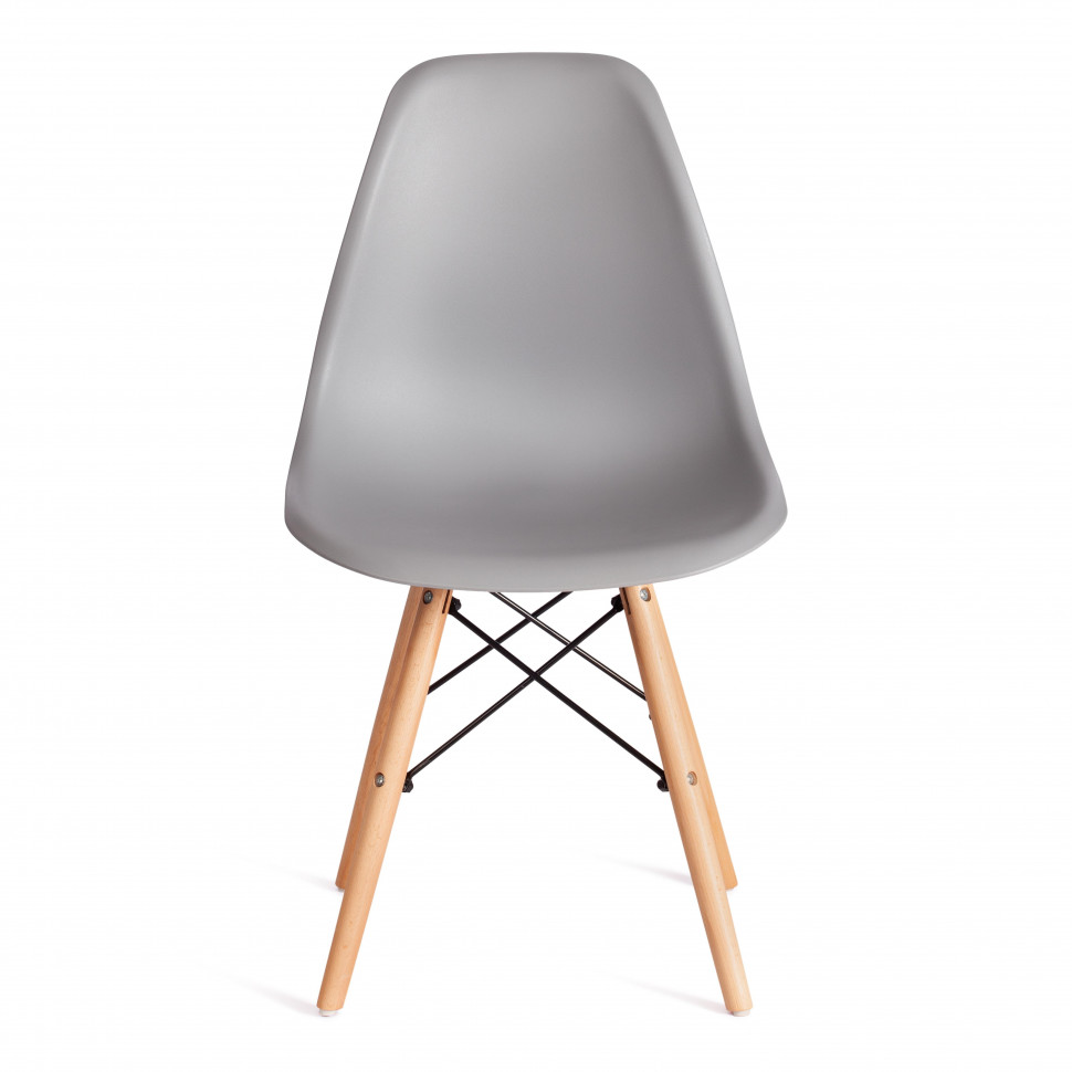 Стул CINDY (EAMES) (mod. 1801) дерево бук/металл/сиденье пластик, 45x51x82 см, Light grey (светло-серый)