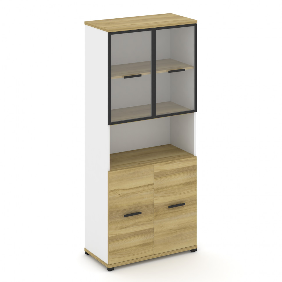 Concept Шкаф 1 широкая секция, 5 ниш CN.STS-513 RPB B Дуб Винченцо/Белый Бриллиант/Металл Черный/Про