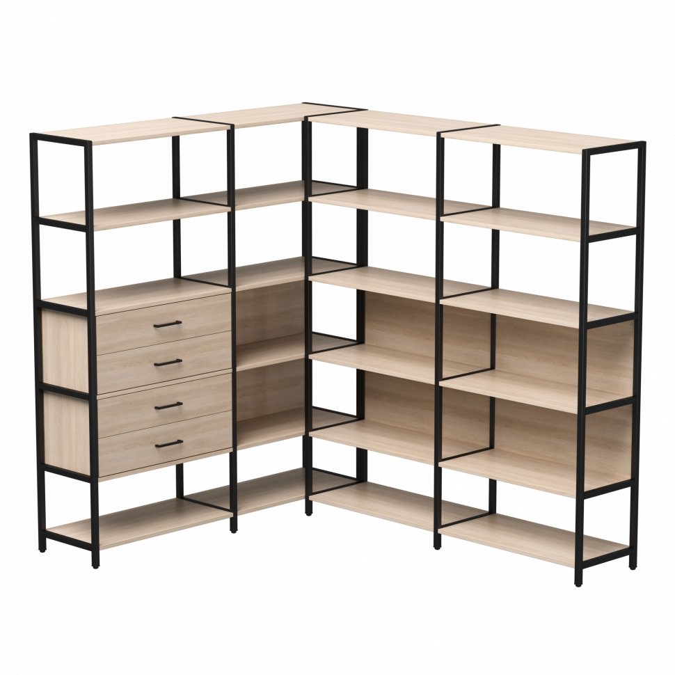 Набор стеллажных систем №17 Everprof EVO (ЭВО) 1635x2020x1840 Дуб Соната/Черный