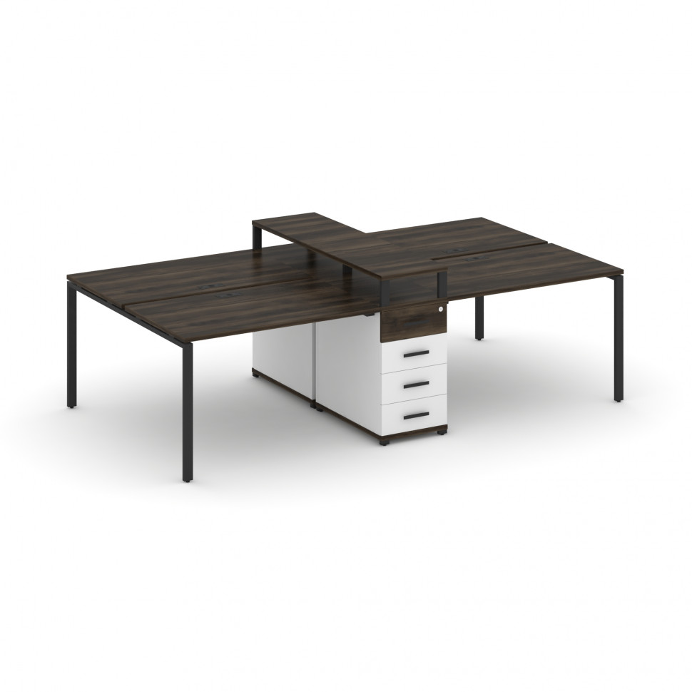 Concept Рабочая станция 4 места с 1 опорной тумбой CN.DRS-434 B Дуб Мали/Белый Бриллиант/Металл Черн Concept Рабочая станция 4 места с 1 опорной тумбой CN.DRS-434 B Дуб Мали/Белый Бриллиант/Металл Черн