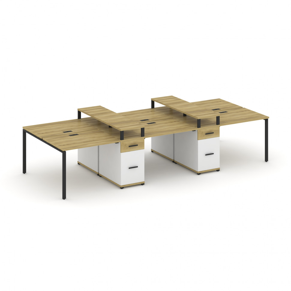Concept Рабочая станция 6 мест с 2 опорными тумбами CN.DRS-469 B Дуб Винченцо/Белый Бриллиант/Металл Concept Рабочая станция 6 мест с 2 опорными тумбами CN.DRS-469 B Дуб Винченцо/Белый Бриллиант/Металл