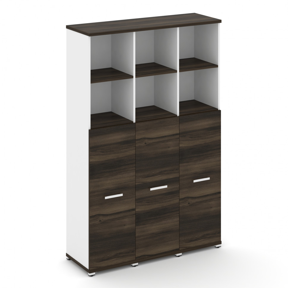 Concept Шкаф 3 узкие секции, 5 ниш CN.STU-534 W Дуб Мали/Белый Бриллиант/Металл Белый 1252*420*1922