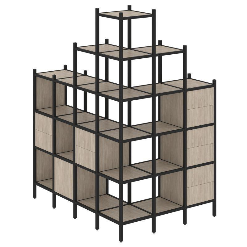 Loft Угловой внешний стеллаж наборный VR.L-56 Дуб Аттик/Металл Черный 1694*1278*2280 Loft Угловой внешний стеллаж наборный VR.L-56 Дуб Аттик/Металл Черный 1694*1278*2280