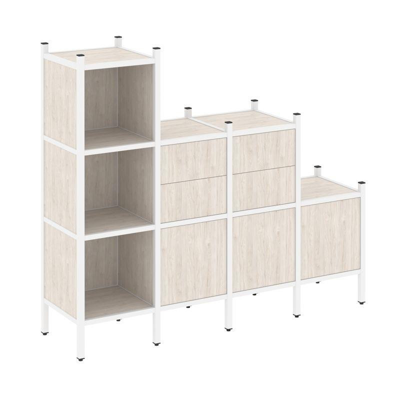 Loft Прямой стеллаж VR.L-17 Денвер Светлый/Металл Белый 1694*446*1458