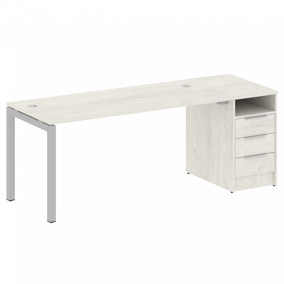 Metal System Quattro Рабочая станция с тумбой на П-образном м/к 50БП.РС-СТП-1.4 Дуб Наварра/Металл С