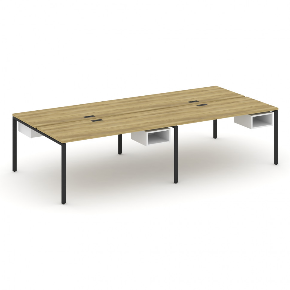 Concept Рабочая станция двухсторонняя с подвесными тумбами на 4 места CN.DRS-124 Дуб Винченцо/Белый