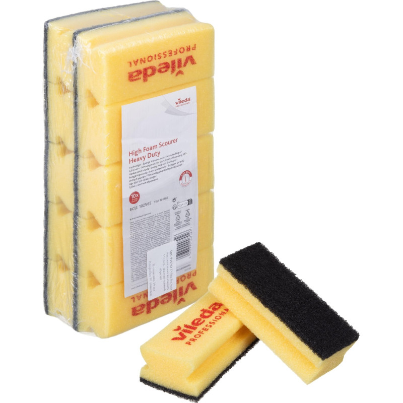 Губки для посуды Vileda черный абразив желтая 102565 7х15 10шт/уп