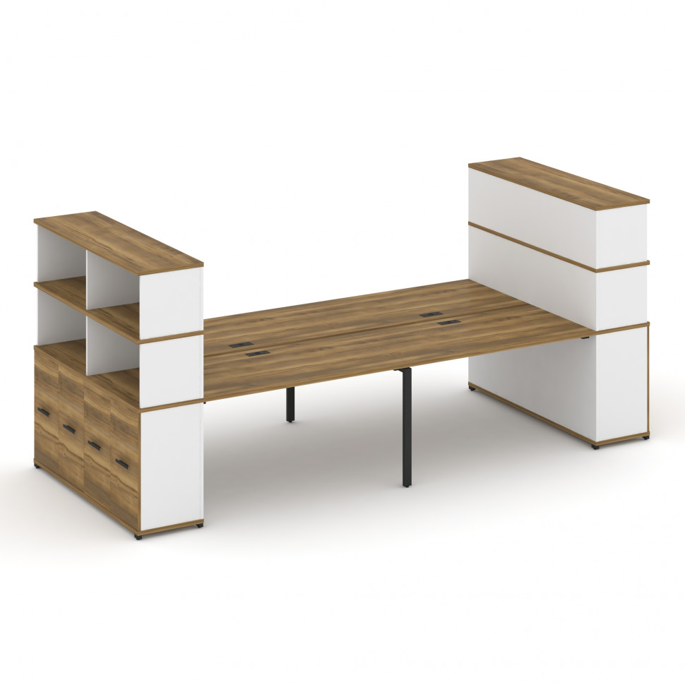 Concept Рабочая станция с опорными распаш. шкафами с надставкой выс. CN.DRS-275 B Сандал Янтарный/Бе Concept Рабочая станция с опорными распаш. шкафами с надставкой выс. CN.DRS-275 B Сандал Янтарный/Бе