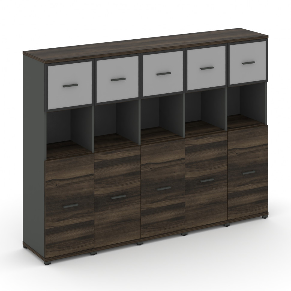 Concept Шкаф 5 узких секций, 4 ниши CN.STU-455 RMB A Дуб Мали/Антрацит/Металл Антрацит/Сатин 2084*42