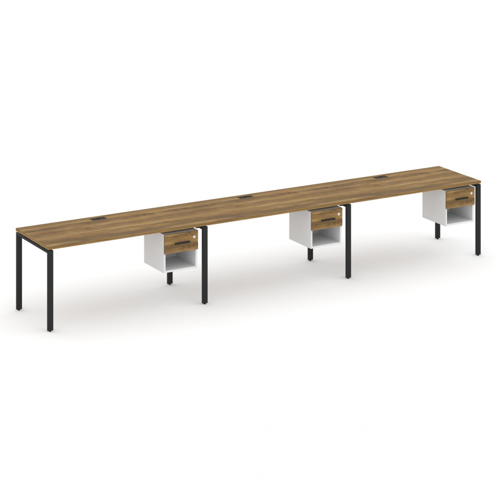 Concept Рабочая станция односторонняя с подвес. тумбами 3 места CN.ORS-140 B Сандал Янтарный/Белый Б