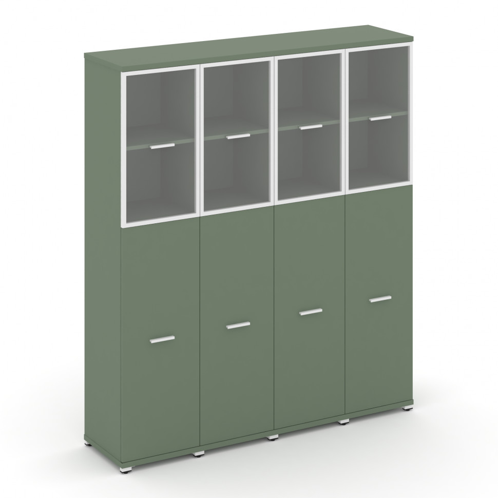 Concept Шкаф 4 узкие секции, 5 ниш CN.STU-545 RPW W Кобо/Металл Белый/Прозрачный 1668*420*1922