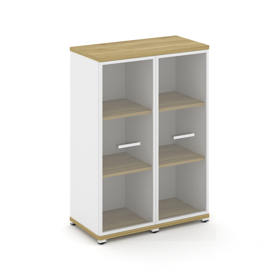 Concept Шкаф 2 узкие секции, 3 ниши CN.STU-326 RPW W Дуб Винченцо/Белый Бриллиант/Металл Белый/Прозр