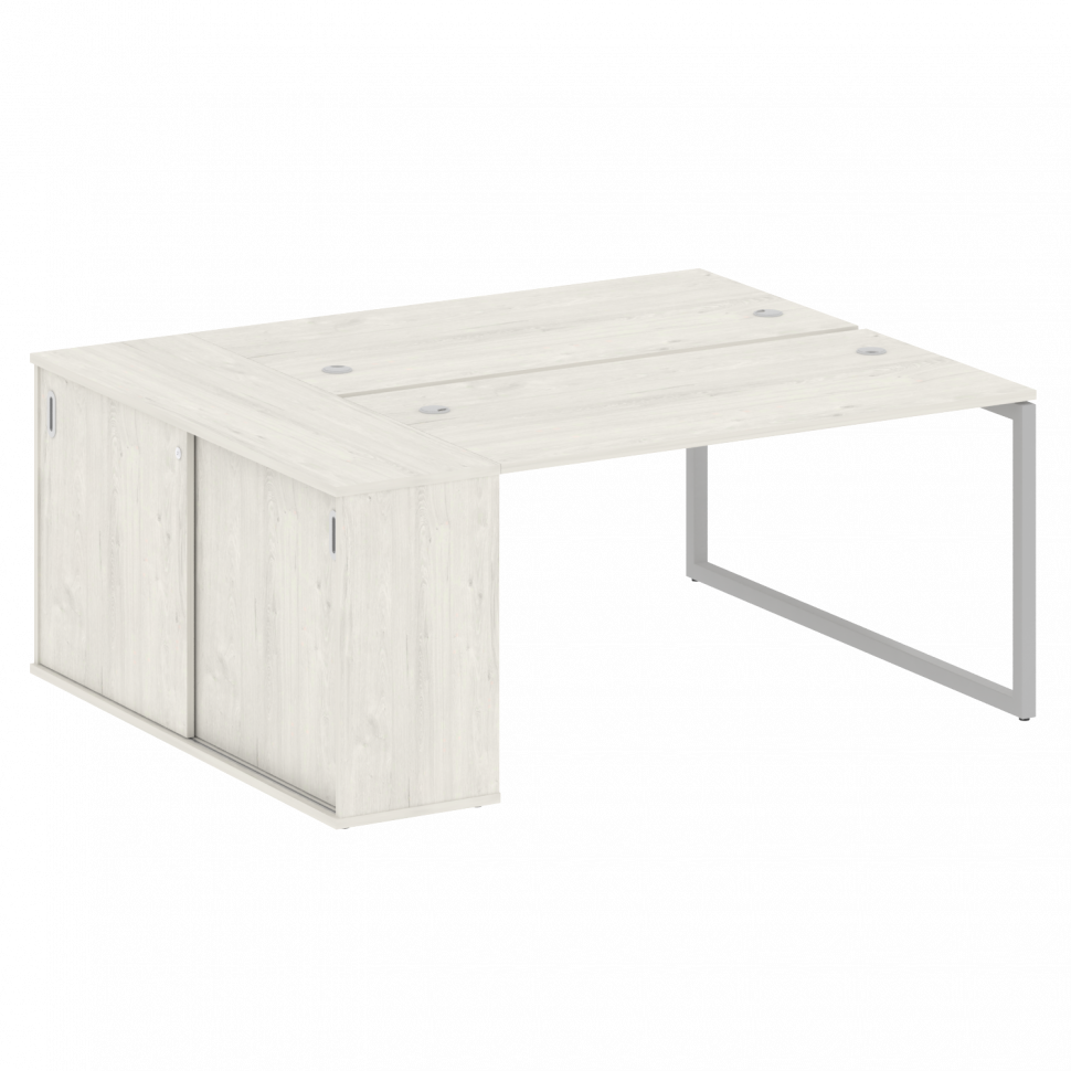 Metal System Quattro Рабочая станция с шкафом-купе на О-образном м/к 40БО.РС-СШК-1.3 Т Дуб Наварра/М
