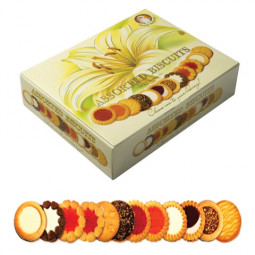 Печенье SANTA BAKERY, ассорти 12 видов, сдобное, 750 г, картонная коробка
