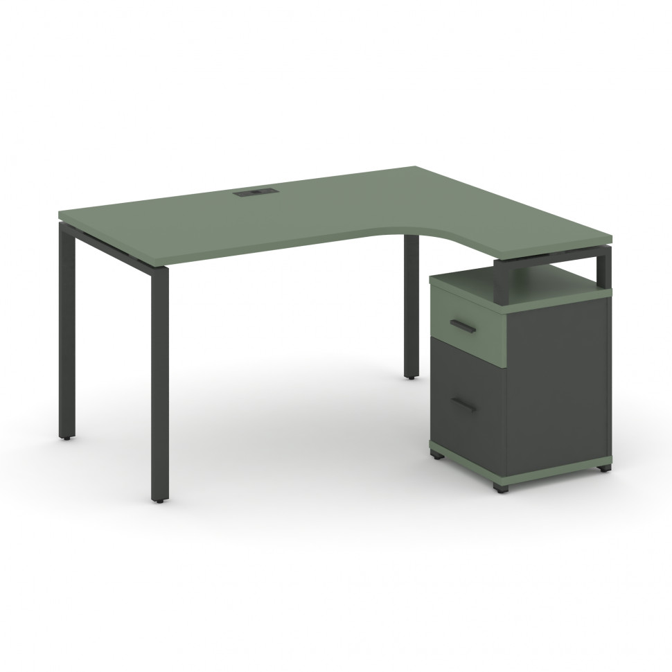 Concept Стол эргономичный с опорной тумбой CN.SA-306(R) A Кобо/Антрацит/Металл Антрацит 1380*1180/15 Concept Стол эргономичный с опорной тумбой CN.SA-306(R) A Кобо/Антрацит/Металл Антрацит 1380*1180/15