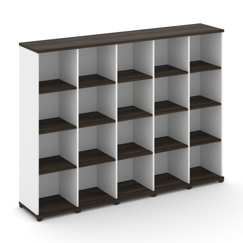 Concept Стеллаж 5 узких секций, 4 ниши CN.STU-450 Дуб Мали/Белый Бриллиант/Металл Черный 2084*420*15