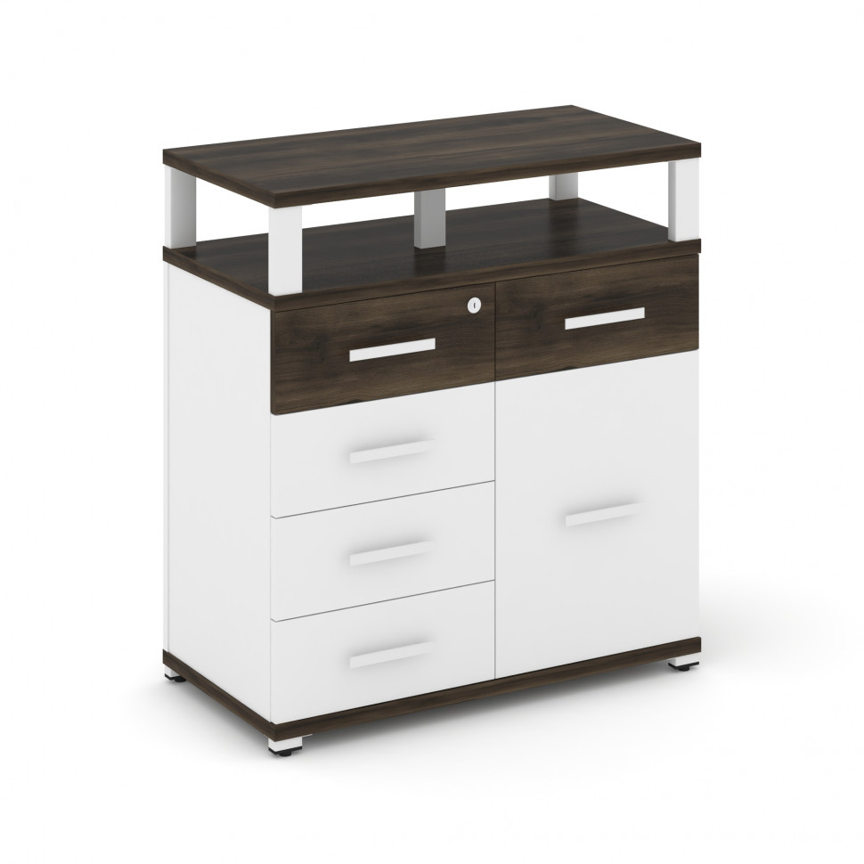 Concept Тумба приставная широкая 5 ящ.+1 распаш. фасад с надставкой широкой CN.TSP-018 W Дуб Мали/Бе