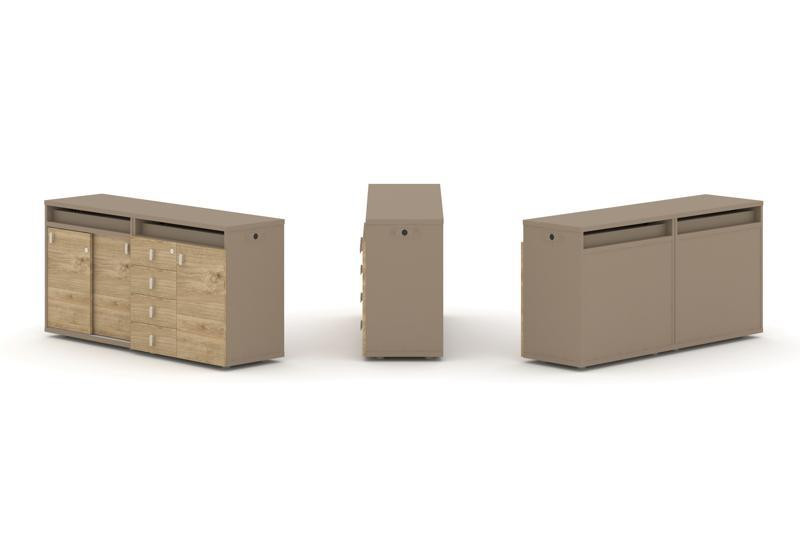 Estetica Набор №6. Тумба двойная+топ ES.NB.2T-6 Латте/Тиквуд Светлый 1500*410*750