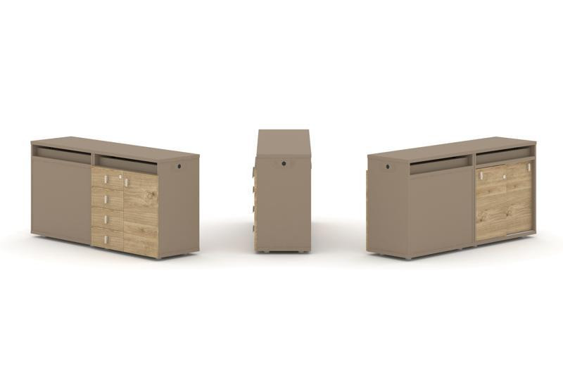 Estetica Набор №6. Тумба двойная+топ ES.NB.2T-6 Латте/Тиквуд Светлый 1500*410*750