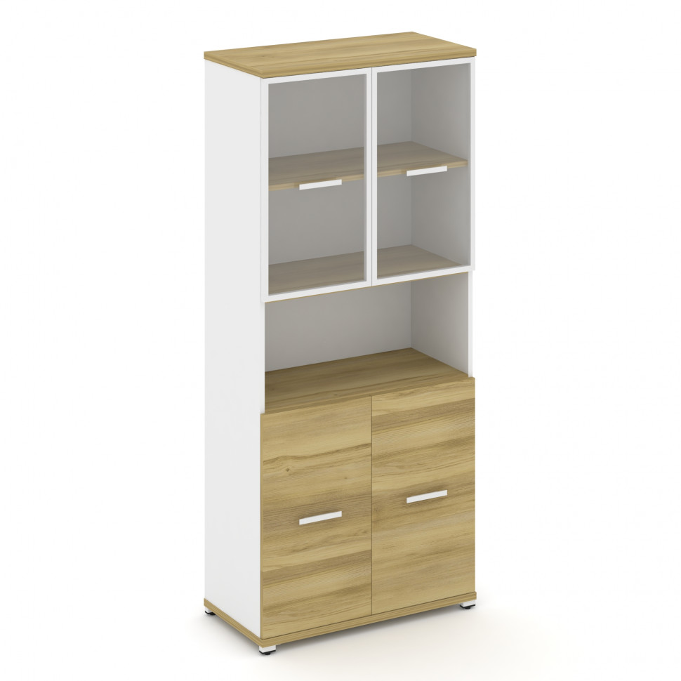 Concept Шкаф 1 широкая секция, 5 ниш CN.STS.E-513 RPW W Дуб Винченцо/Белый Бриллиант/Металл Белый/Пр