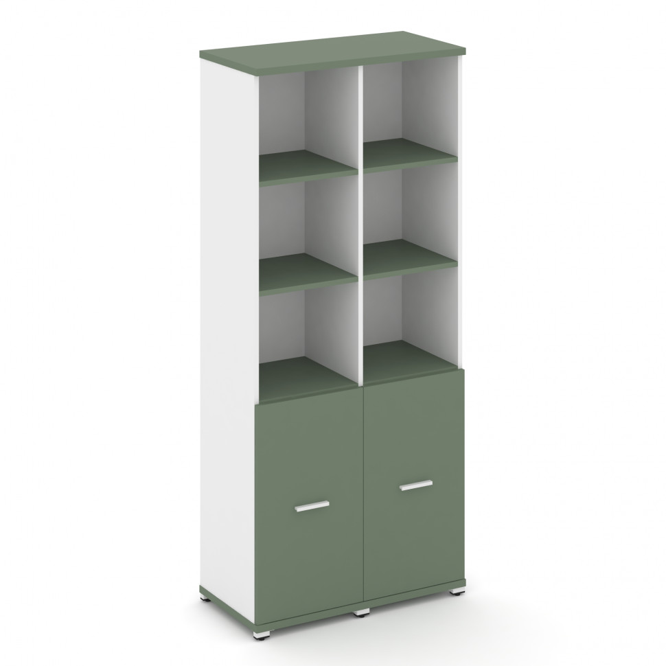 Concept Шкаф 2 узкие секции, 5 ниш CN.STU-521 W Кобо/Белый Бриллиант/Металл Белый 836*420*1922