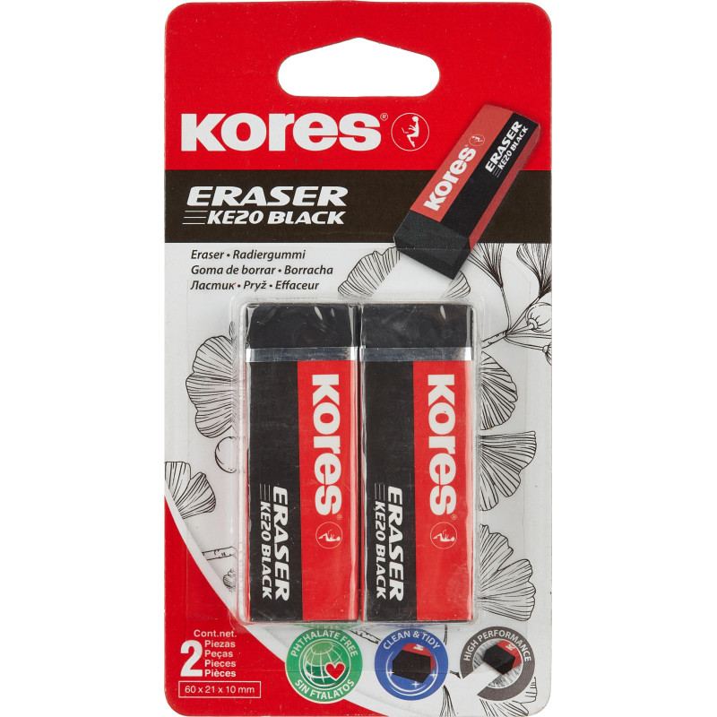 Ластик Kores 2шт/уп, черные Ластик Kores 2шт/уп, черные
