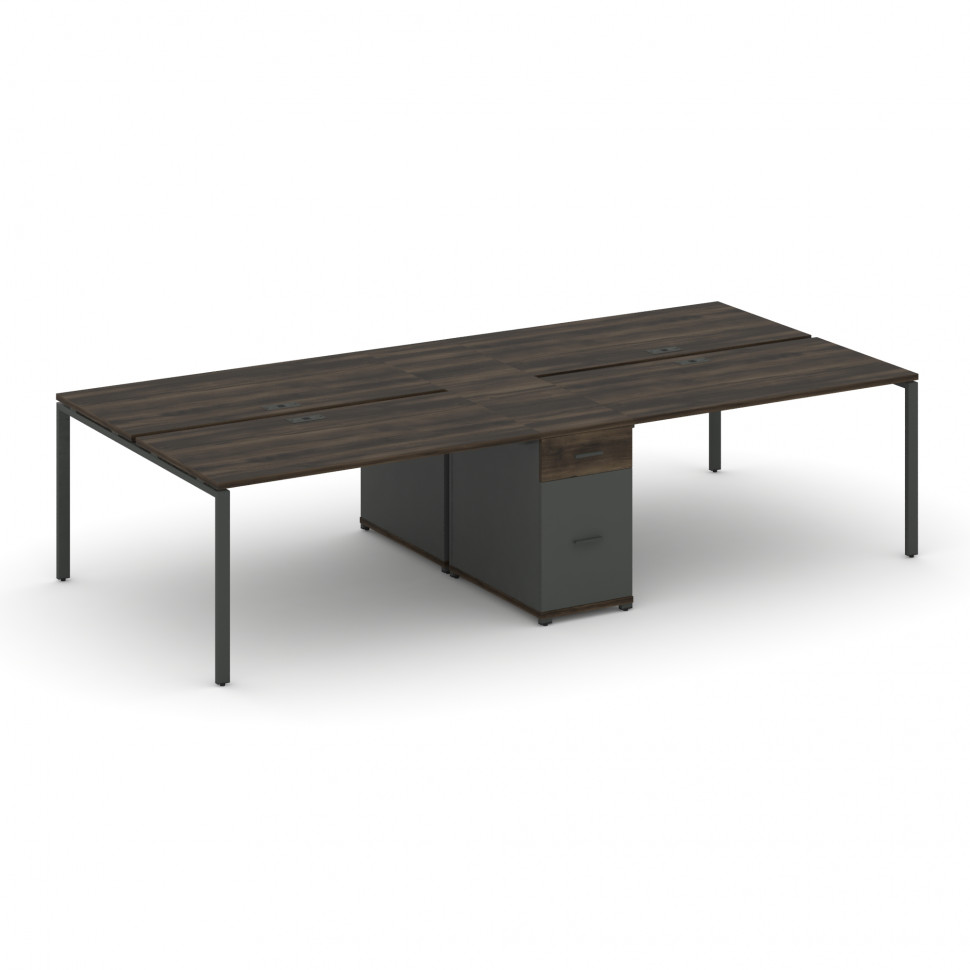 Concept Рабочая станция 4 места с 1 опорной тумбой CN.DRS-423 A Дуб Мали/Антрацит/Металл Антрацит 31