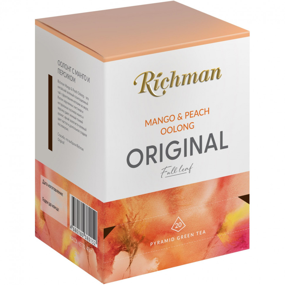 Чай Richman Mango & Peach Oolong зелён с ароматом манго и персика 20пирх2г