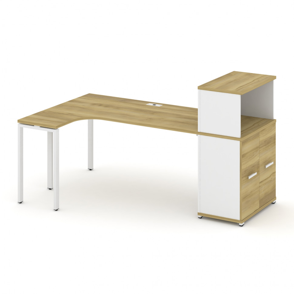 Concept Стол эргономичный с опорным распаш. шкафом с надставкой низ. CN.SA-214(L) W Дуб Винченцо/Бе Concept Стол эргономичный с опорным распаш. шкафом с надставкой низ. CN.SA-214(L) W Дуб Винченцо/Бе