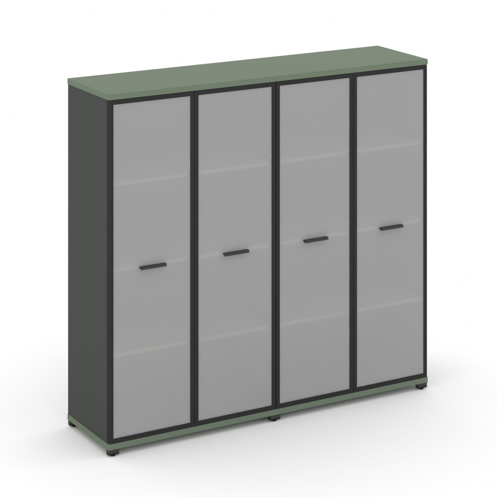 Concept Шкаф 2 широкие секции, 4 ниши CN.STS-426 RMB A Кобо/Антрацит/Металл Антрацит/Сатин 1668*420*