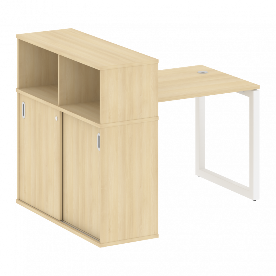 Metal System Quattro Стол письменный с шкафом-купе на О-образном м/к 50БО.РС-СШК-3.1 Т Акация Лорка/ Metal System Quattro Стол письменный с шкафом-купе на О-образном м/к 50БО.РС-СШК-3.1 Т Акация Лорка/