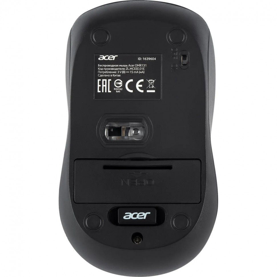 Мышь компьютерная Acer OMR131 черн. оптичес. (1000dpi) беспровод,USB (2but)