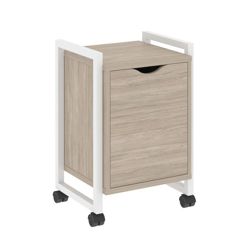 Loft Тумба на колесных опорах+фасад VR.L-T2.K Дуб Аттик/Металл Белый 500*460*767