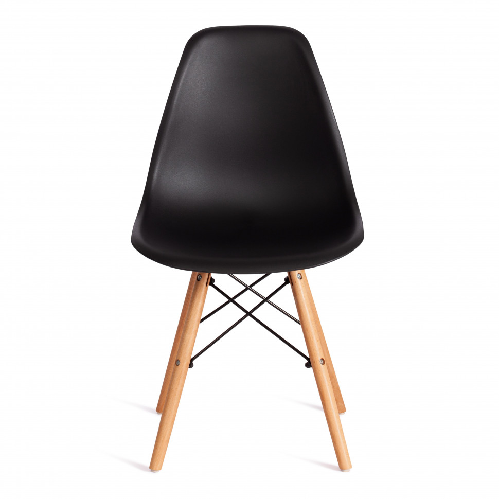 Стул CINDY (EAMES) (mod. 1801) дерево бук/металл/сиденье пластик, 45x51x82 см, Black (черный)