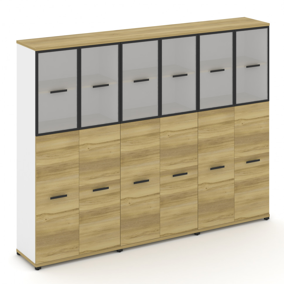 Concept Шкаф 3 широкие секции, 5 ниш CN.STS-535 RMB B Дуб Винченцо/Белый Бриллиант/Металл Черный/Сат